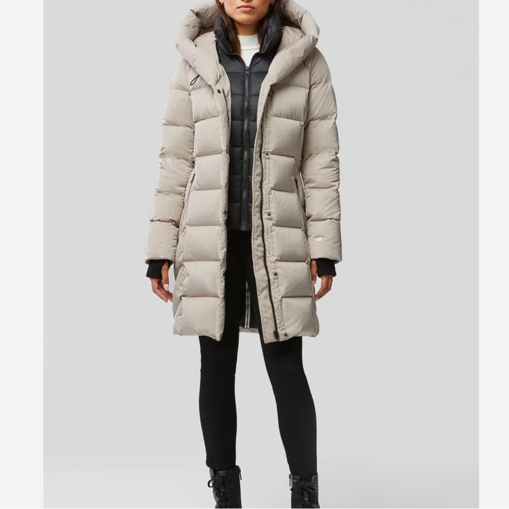 Soia & Kyo Sporty Down Jacket Coat Parka Size Large Brushed Fawn
